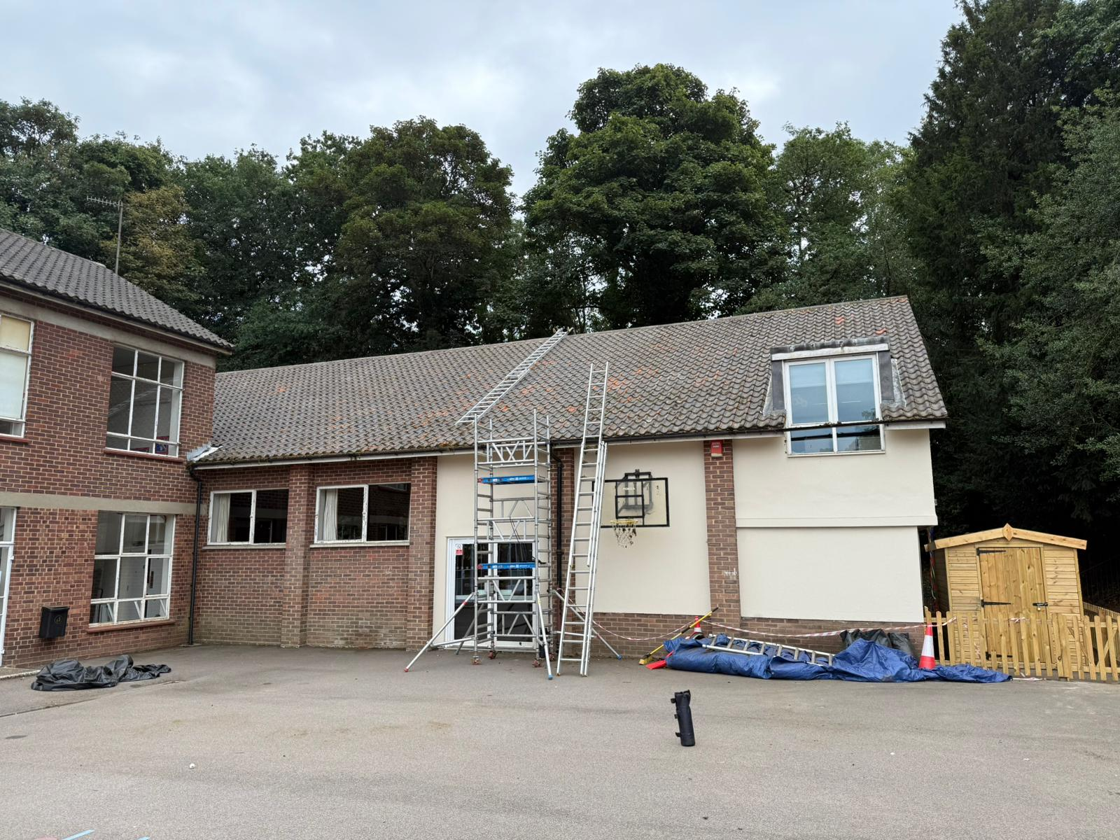 Same hall roof after moss removal and softwash